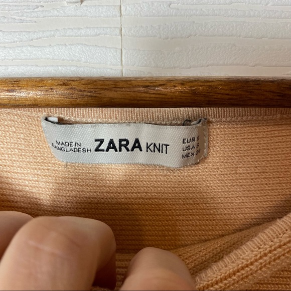 ZARA Cropped knit pale pink sweater size small - Picture 4 of 9